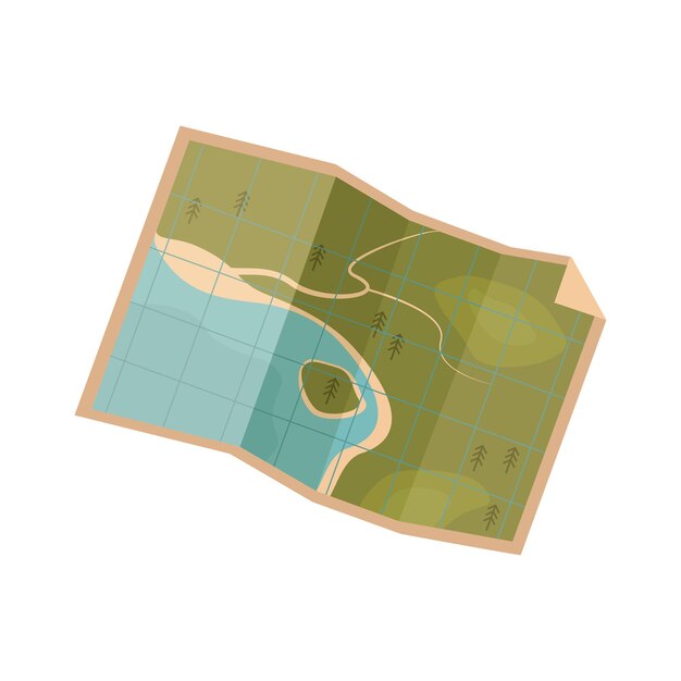 Mapa del terreno de estilo antiguo sobre papel beige. Ruta