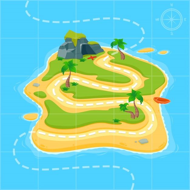 Vector mapa del tesoro para el juego.