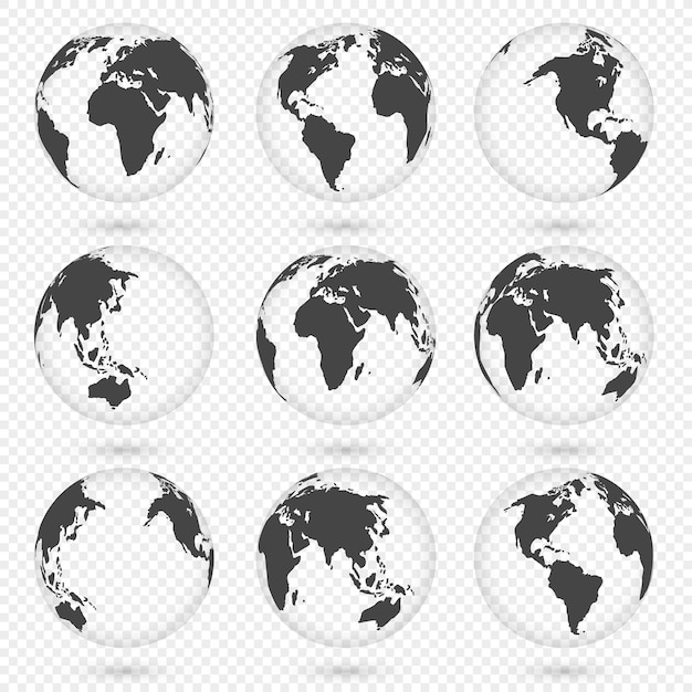 Mapa de la tierra: mapa del mundo, planeta con continentes, África, Asia, Australia, Europa, América del Norte y
