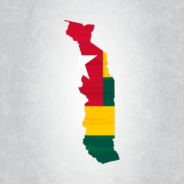 Mapa de togo con bandera