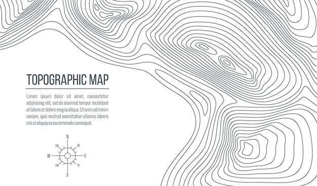 Mapa topográfico Líneas de contorno de relieve de cuadrícula