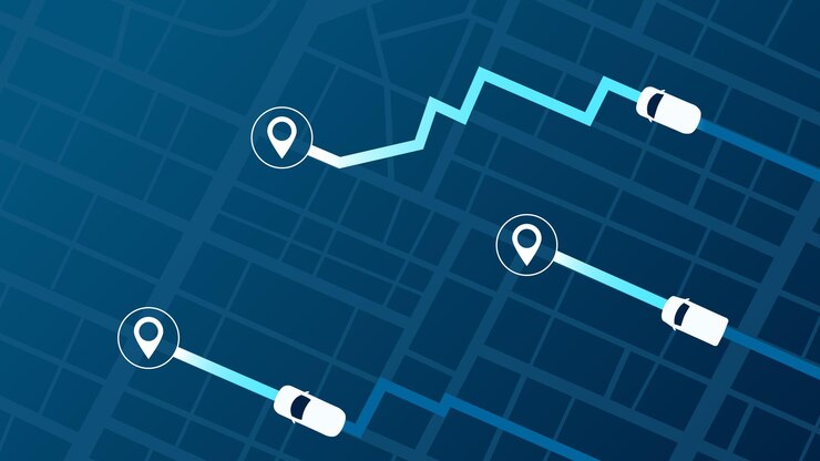 Vector mapa de transporte ubicación de entrega mapa de carreteras de fondo con ilustración vectorial de datos de distancia