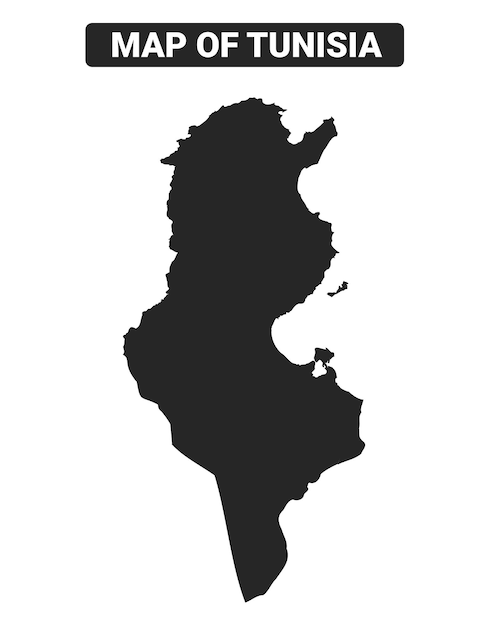 El mapa de Túnez es una ilustración vectorial plana negra.