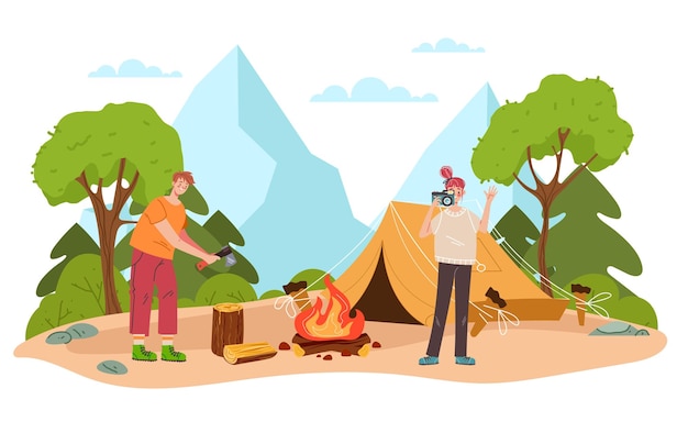 Mapa turístico de senderismo viajes naturaleza sendero de verano bosque concepto ilustración de diseño gráfico