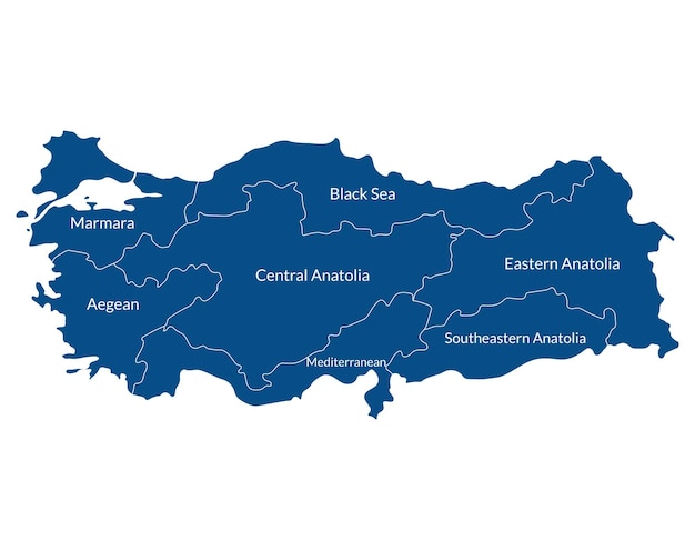 Mapa de Turquía con las principales regiones Mapa de Turquía
