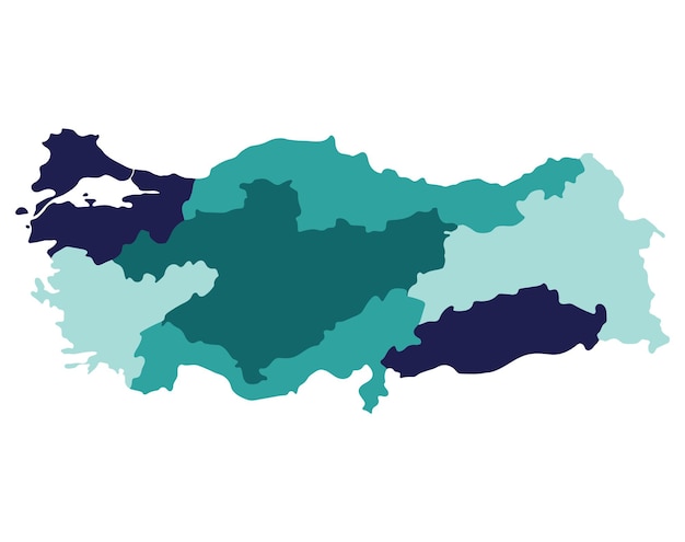 Vector mapa de turquía con las principales regiones mapa de turquía