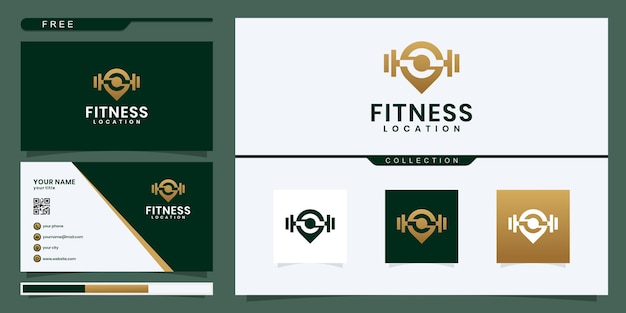 Mapa de ubicación fitness gym sport logo design