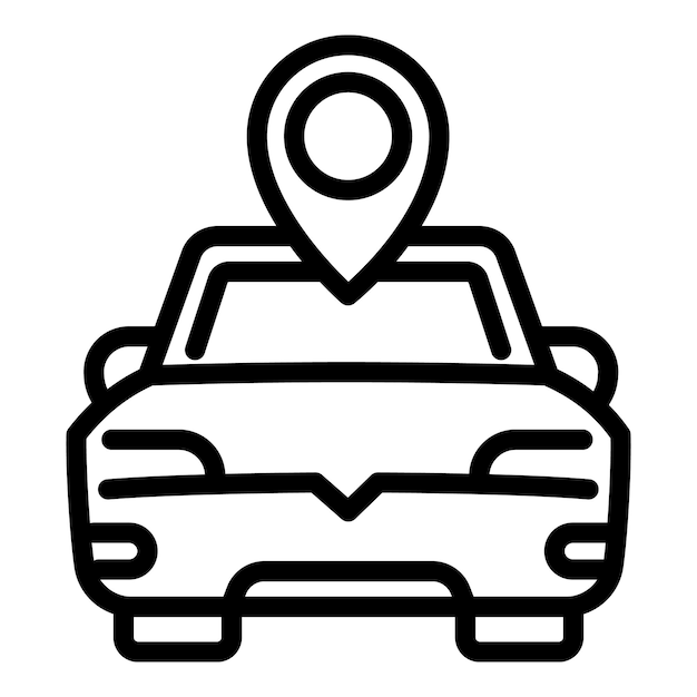 Mapa de ubicación icono de coche compartido Esquema Mapa de ubicación icono de vector de coche compartido para diseño web aislado sobre fondo blanco