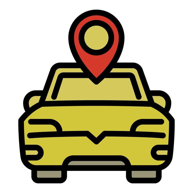 Mapa de ubicación icono de coche compartido Esquema Mapa de ubicación icono de vector de coche compartido para diseño web aislado sobre fondo blanco