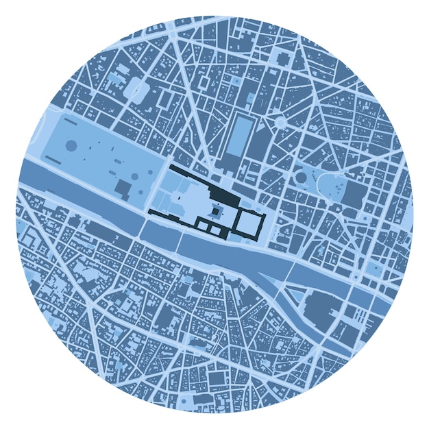 Vector mapa de la ubicación del louvre en parís