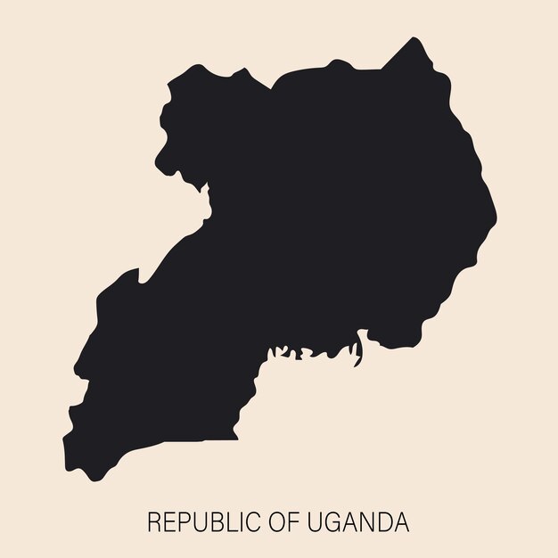 Mapa de Uganda muy detallado con bordes aislados en el fondo Estilo plano