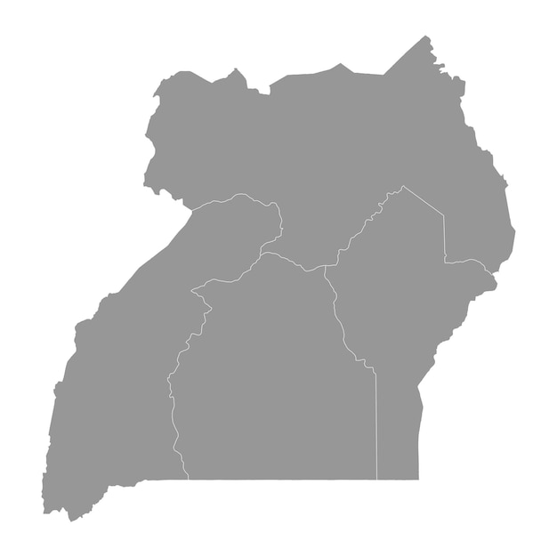 Mapa de Uganda con regiones Ilustración vectorial