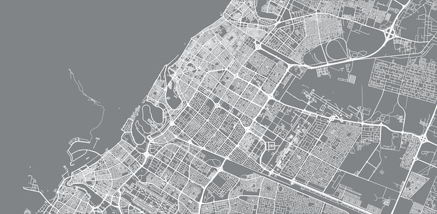 Mapa urbano vectorial de la ciudad de shaejah, emiratos árabes unidos