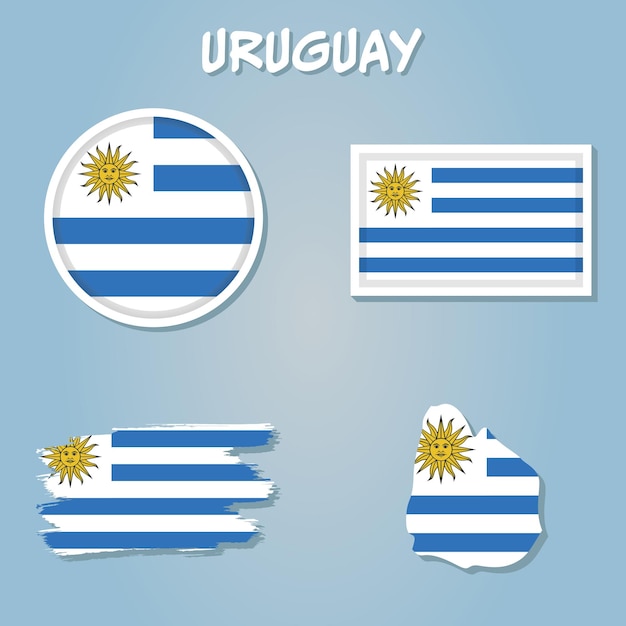 Mapa de Uruguay sobre un fondo azul Bandera de Uruguay en él