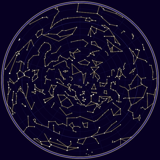 Vector mapa del vector del cielo del norte con constelaciones