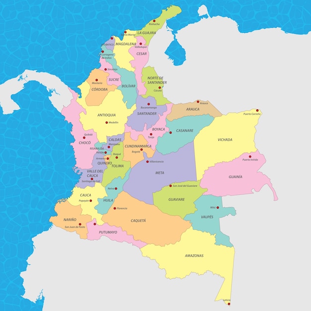 Vector mapa del vector de colombia