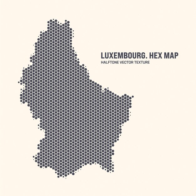 Mapa Vector de Luxemburgo Patrón hexagonal de medio tono aislado en un fondo claro
