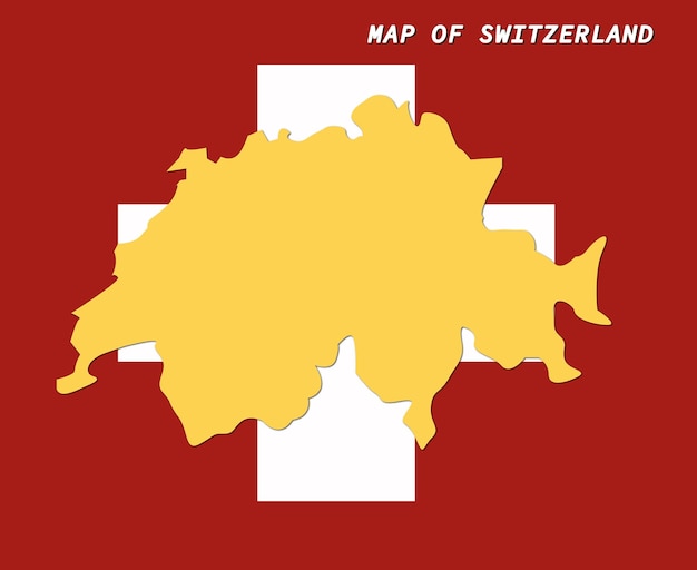 Mapa del vector de Suiza con fondo de bandera