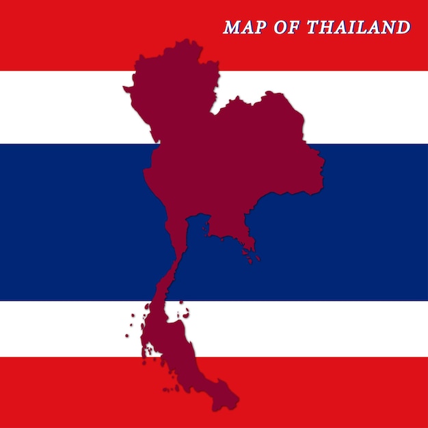 Vector mapa del vector de tailandia con fondo de bandera