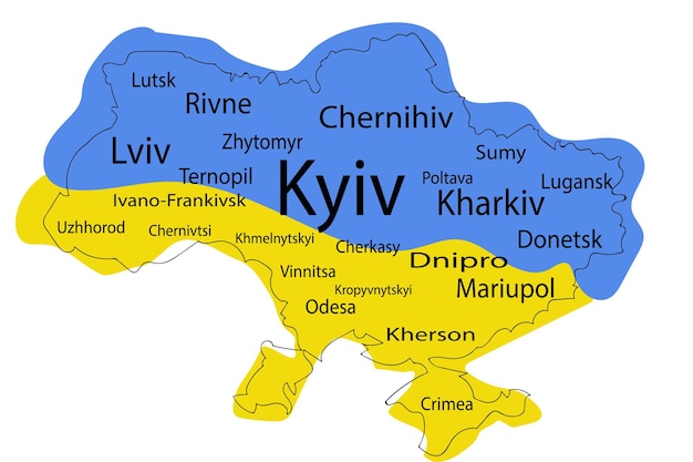 Vector mapa de vector de ucrania