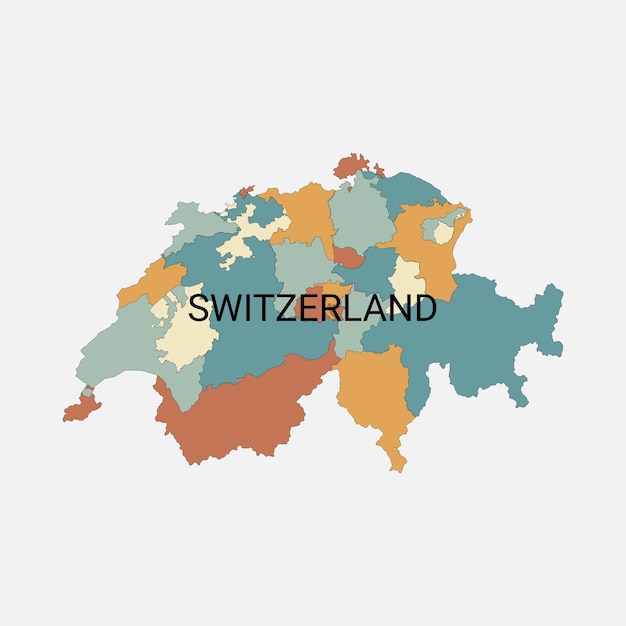 Mapa de vectores de Suiza con divisiones administrativas
