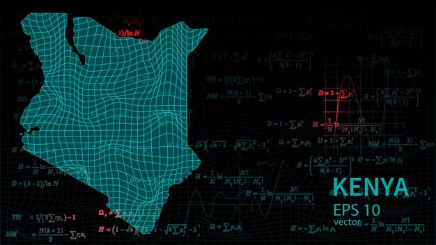 Mapa de vectores tecnológicos de conexión de Kenia fondo de sitio web moderno futurista o portada