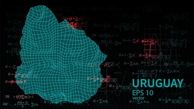 Mapa de vectores tecnológicos de conexión Uruguay fondo de sitio web moderno futurista o portada
