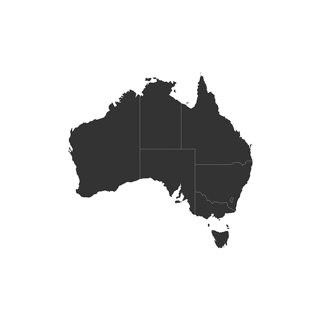 Mapa vectorial de Australia con fronteras de estados
