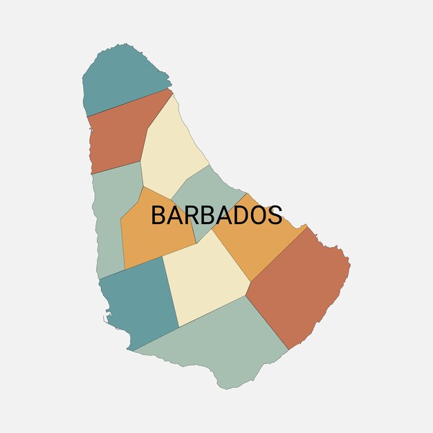 Mapa vectorial de Barbados con divisiones administrativas