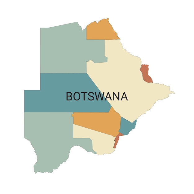 Mapa vectorial de Botswana con divisiones administrativas