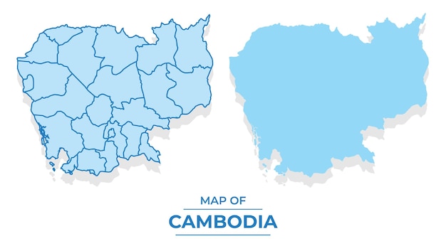 El mapa vectorial de Camboya establece una ilustración sencilla de estilo plano y contorno