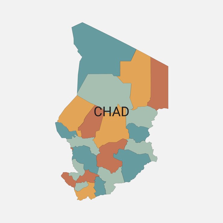 Mapa vectorial de Chad con divisiones administrativas