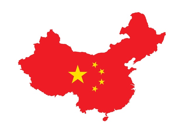 Vector mapa vectorial de china con bandera