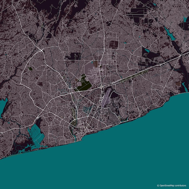 Vector mapa vectorial de la ciudad de accra, ghana