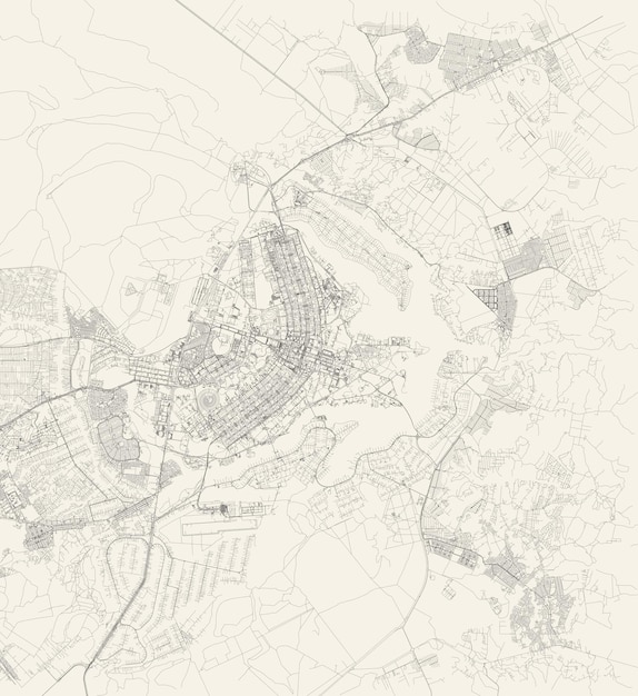 Vector mapa vectorial de la ciudad de brasilia brasilia brasil