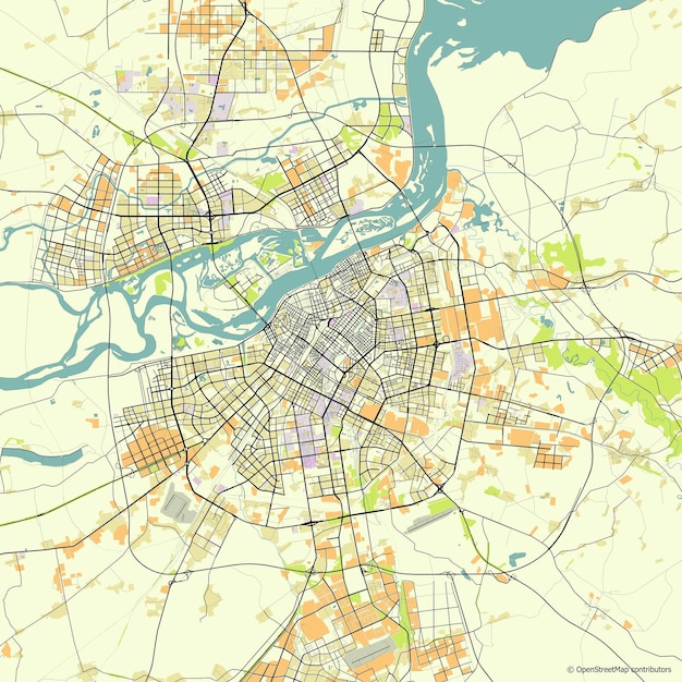 Mapa vectorial de la ciudad de Harbin Heilongjiang China