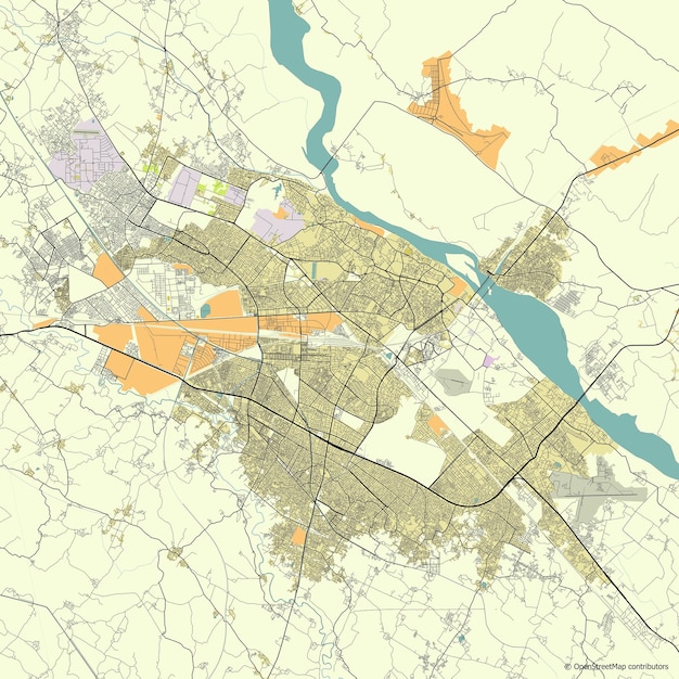 Mapa vectorial de la ciudad de kanpur uttar pradesh india