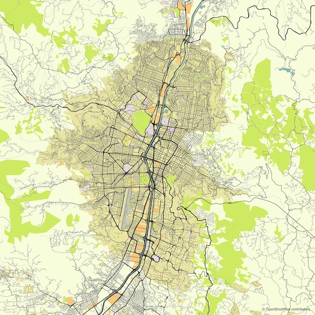 Mapa vectorial de la ciudad de Medellín Antioquia Colombia