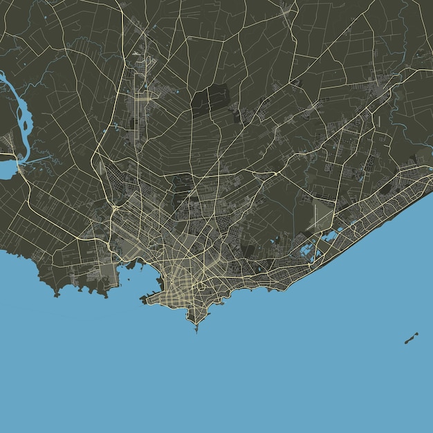 Mapa vectorial de la ciudad de Montevideo Uruguay datos de Openstreetmap