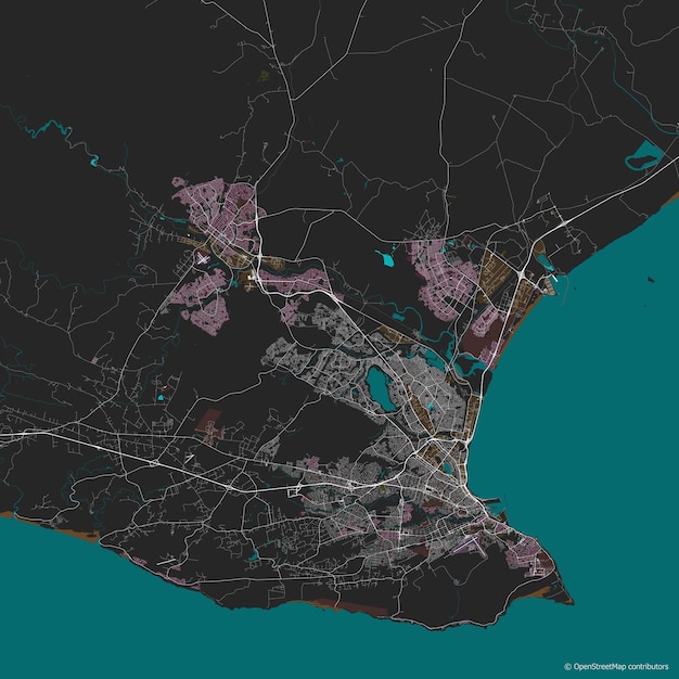 Mapa vectorial de la ciudad de Port Elizabeth Gqeberha, Sudáfrica