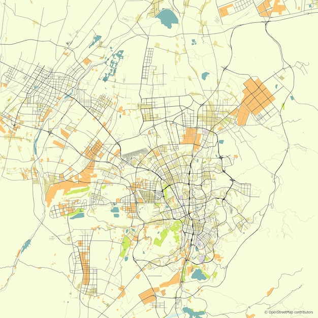 Mapa vectorial de la ciudad de rmqi Xinjiang China