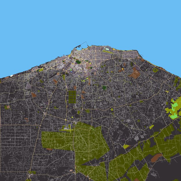 Mapa vectorial de la ciudad de Trípoli Libia