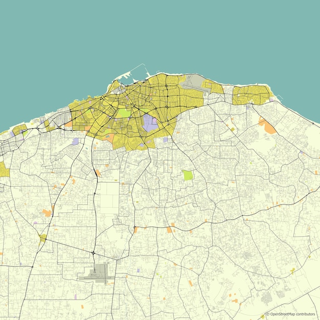 Mapa vectorial de la ciudad de Trípoli Libia