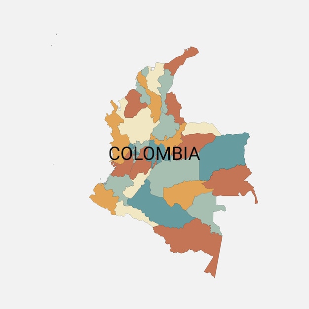 Mapa vectorial de Colombia con divisiones administrativas