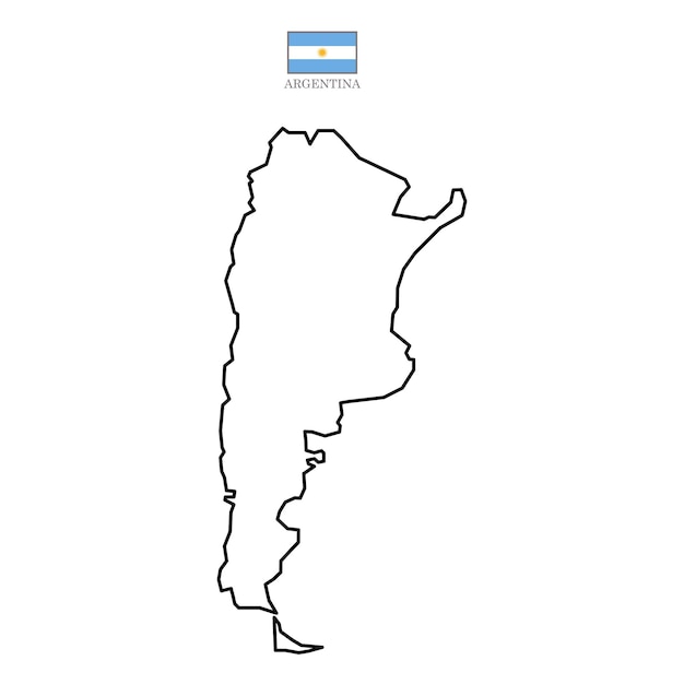 Mapa vectorial de contorno de Argentina con bandera en color Mapa de fondo eps 10