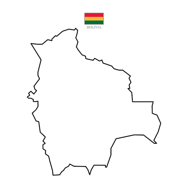 Mapa vectorial de contorno de Bolivia con bandera en color Mapa de fondo eps 10