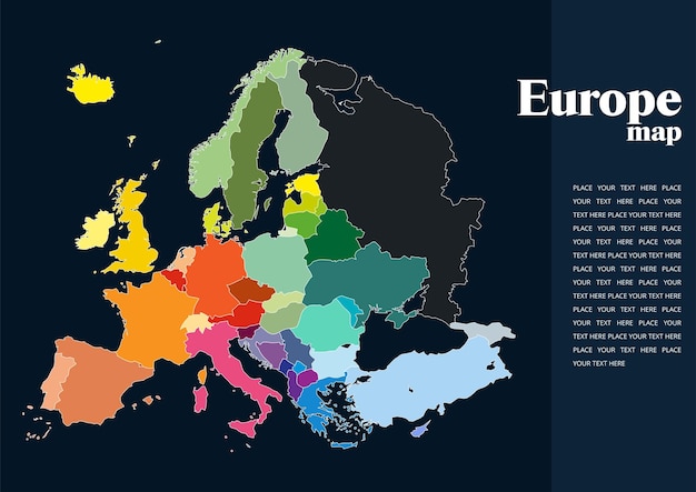 Vector mapa vectorial detallado europa ilustración para diseñadores