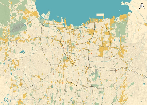 Mapa vectorial detallado de Yakarta Indonesia