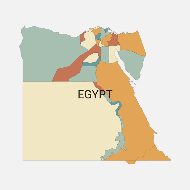 Mapa vectorial de Egipto con divisiones administrativas