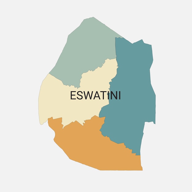 Mapa vectorial de Eswatini con divisiones administrativas